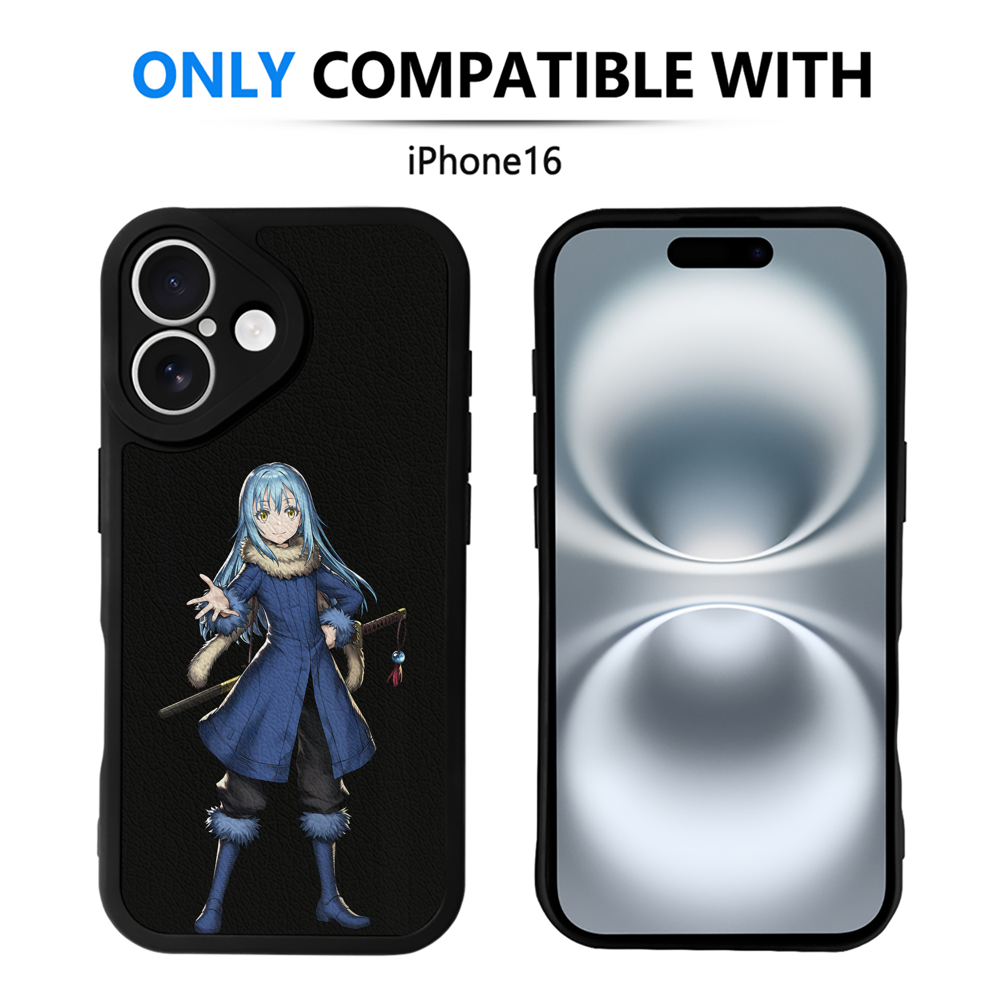 （画像用） 転スラ Regarding Reincarnated to Slime 【iPhone 16シリーズ対応】シリコンスマホケース（レザー調） 材質：シリコン